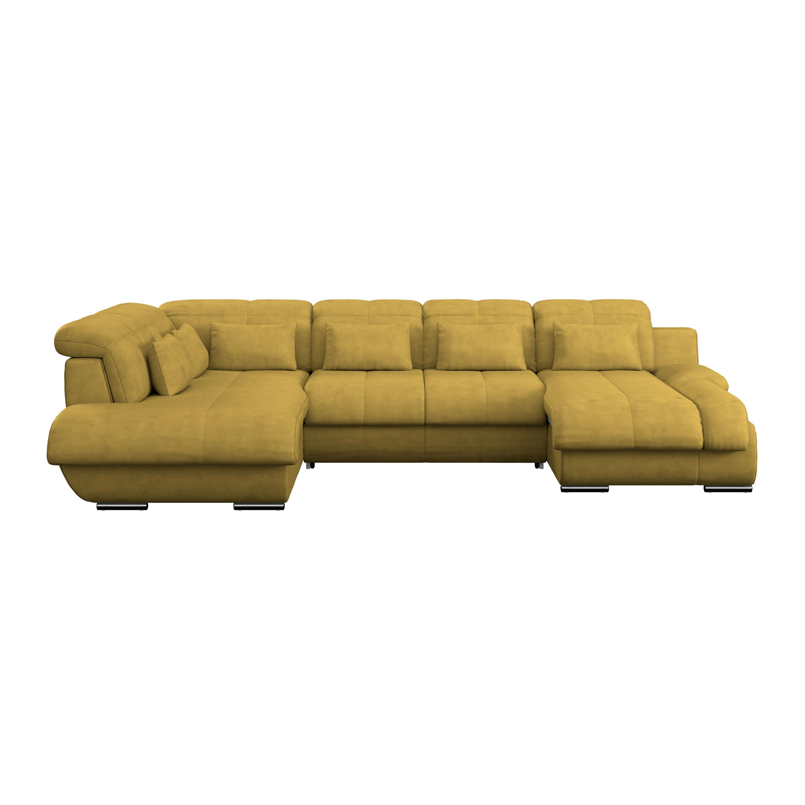WOHNLANDSCHAFT Senfgelb Mikrofaser  - Chromfarben/Senfgelb, MODERN, Textil/Metall (228/345/184cm) - MID.YOU