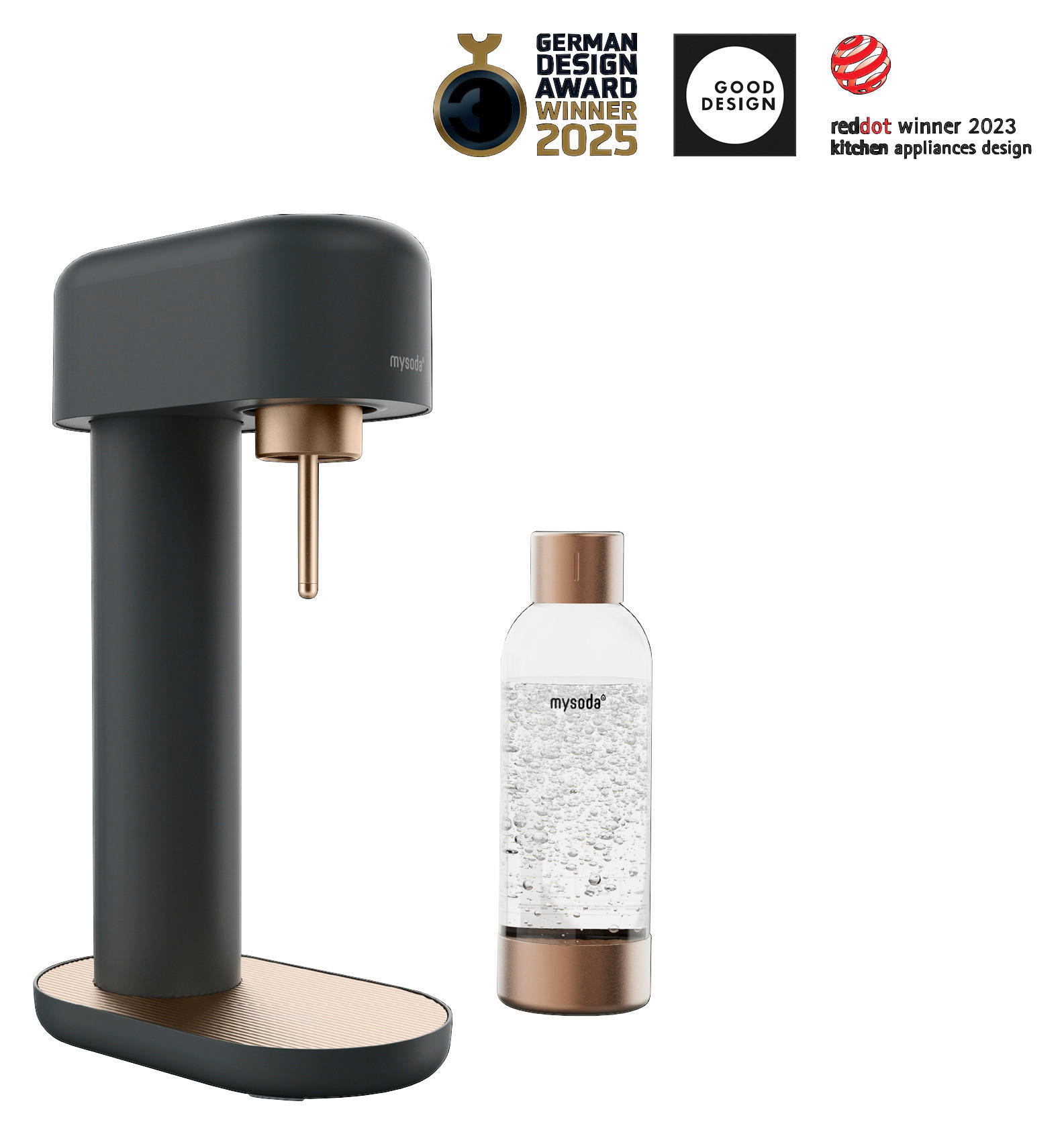 WASSERSPRUDLER RUBY 2 BLACK/COPPER  - Roségold/Schwarz, Basics, Metall (24/14/41cm) - mysoda