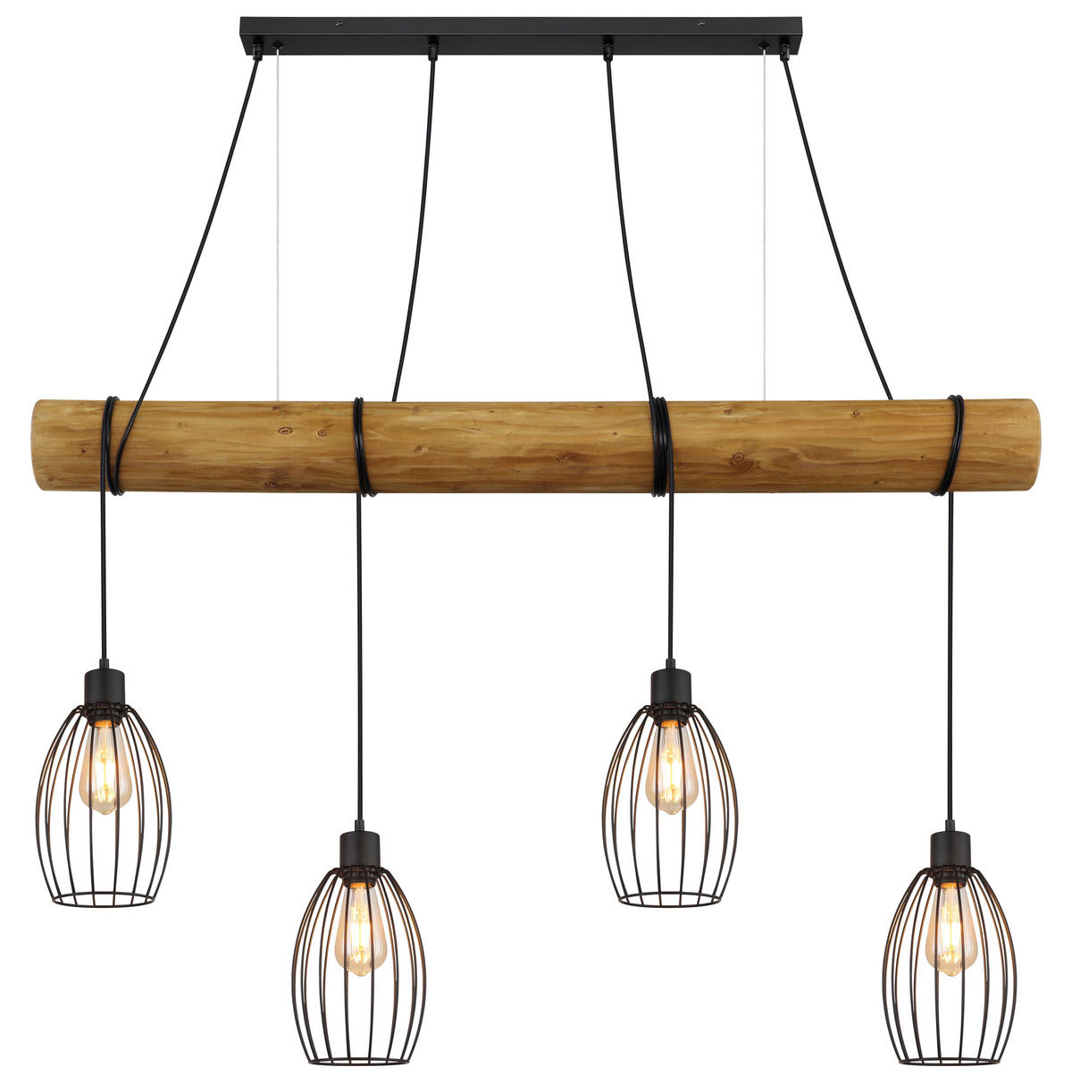 HÄNGELEUCHTE Berti 115/16/150 cm  - Schwarz/Braun, Design, Holz/Kunststoff (115/16/150cm) - Globo