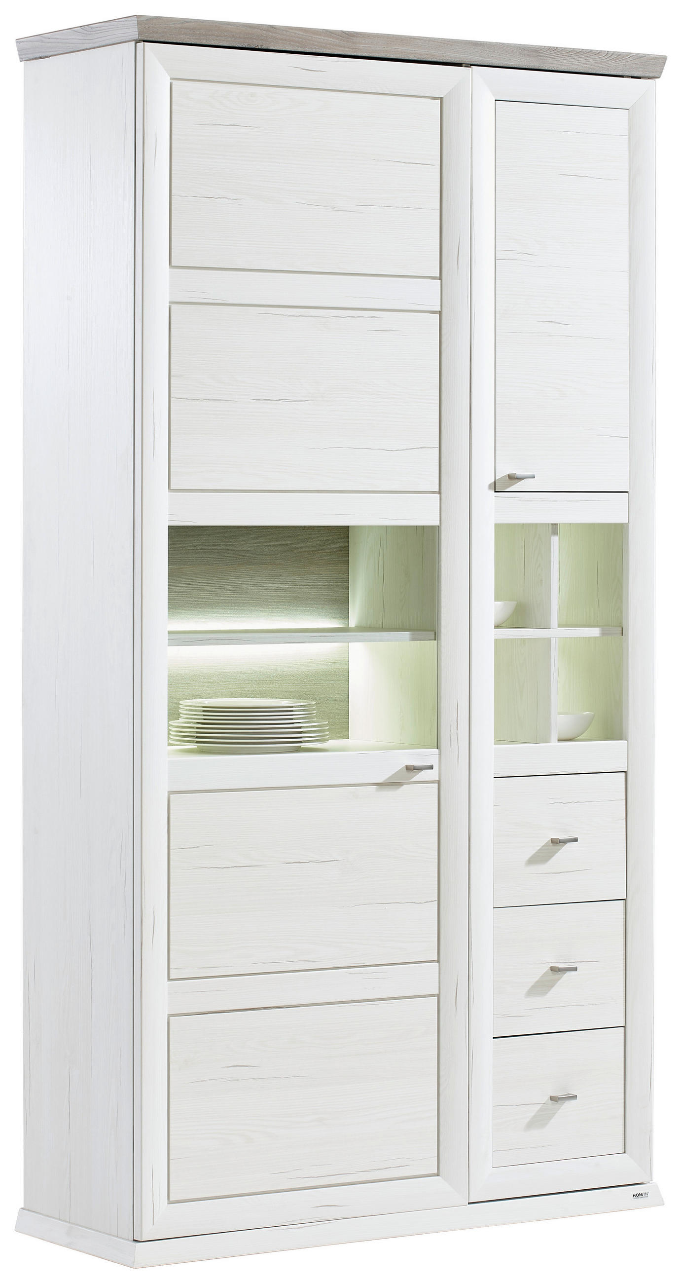 VITRINE  in Grau, Weiß  - Weiß/Grau, LIFESTYLE, Glas/Holzwerkstoff (110/209/43cm) - Hom`in