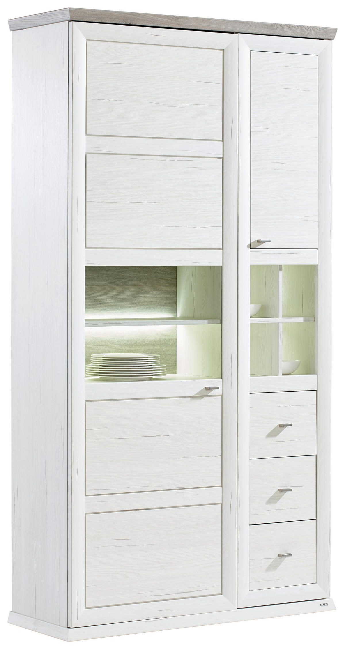 VITRINE in Grau, Weiß  - Weiß/Grau, LIFESTYLE, Glas/Holzwerkstoff (110/209/43cm) - Hom`in