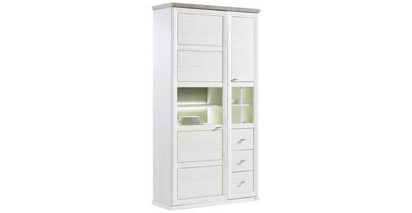 VITRINE  in Grau, Weiß  - Weiß/Grau, LIFESTYLE, Glas/Holzwerkstoff (110/209/43cm) - Hom`in