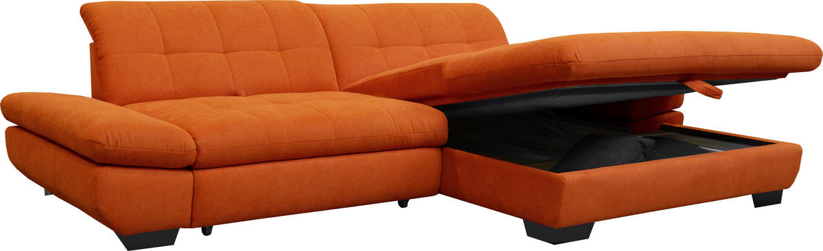 ECKSOFA in Mikrofaser Orange  - Schwarz/Orange, Design, Textil/Metall (290/198cm) - Xora
