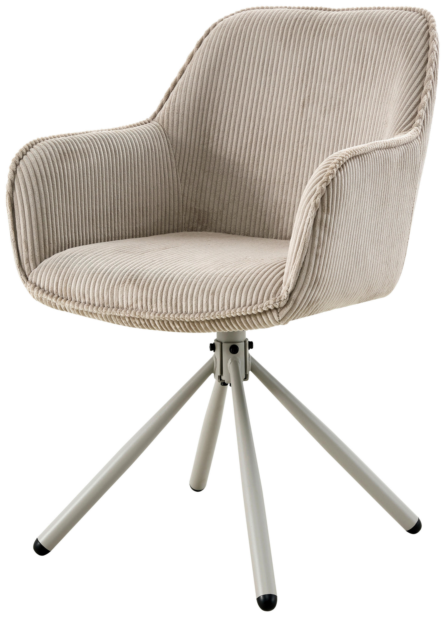 ARMLEHNSTUHL  Sitzfläche 360° drehbar Cord  Beige  - Beige/Hellgrau, MODERN, Holz/Textil (61/91/59cm) - Livetastic