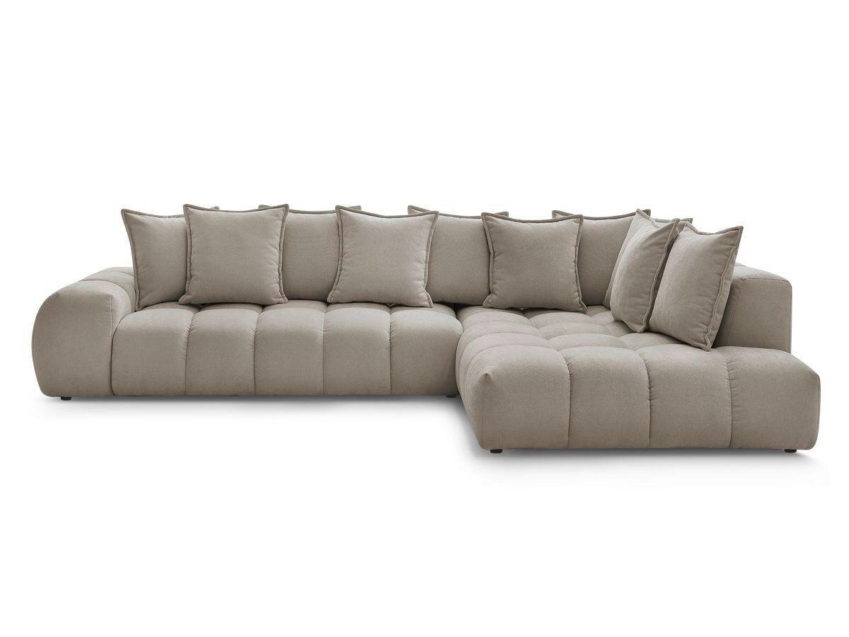 ECKSOFA Ottomane rechts  EVEREST Taupe Struktur  - Taupe/Schwarz, MODERN, Kunststoff/Textil (352/210cm)