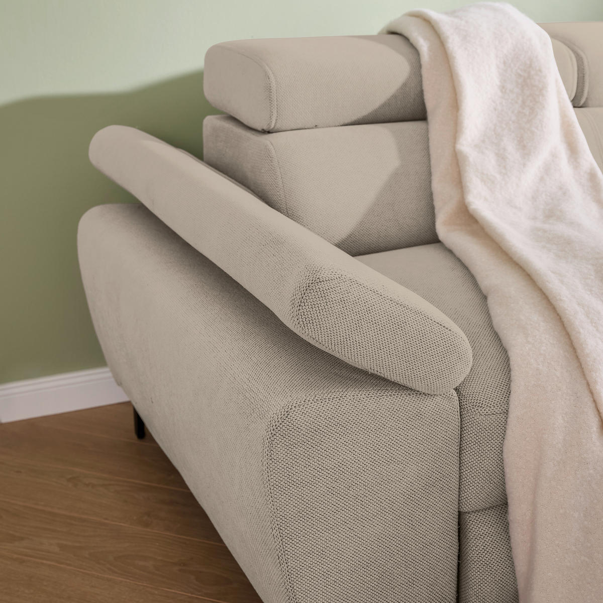 ECKSOFA inkl. Funktion COMBO Schlammfarben Flachgewebe  - Schlammfarben/Schwarz, Design, Textil/Metall (266/206cm) - Stylife