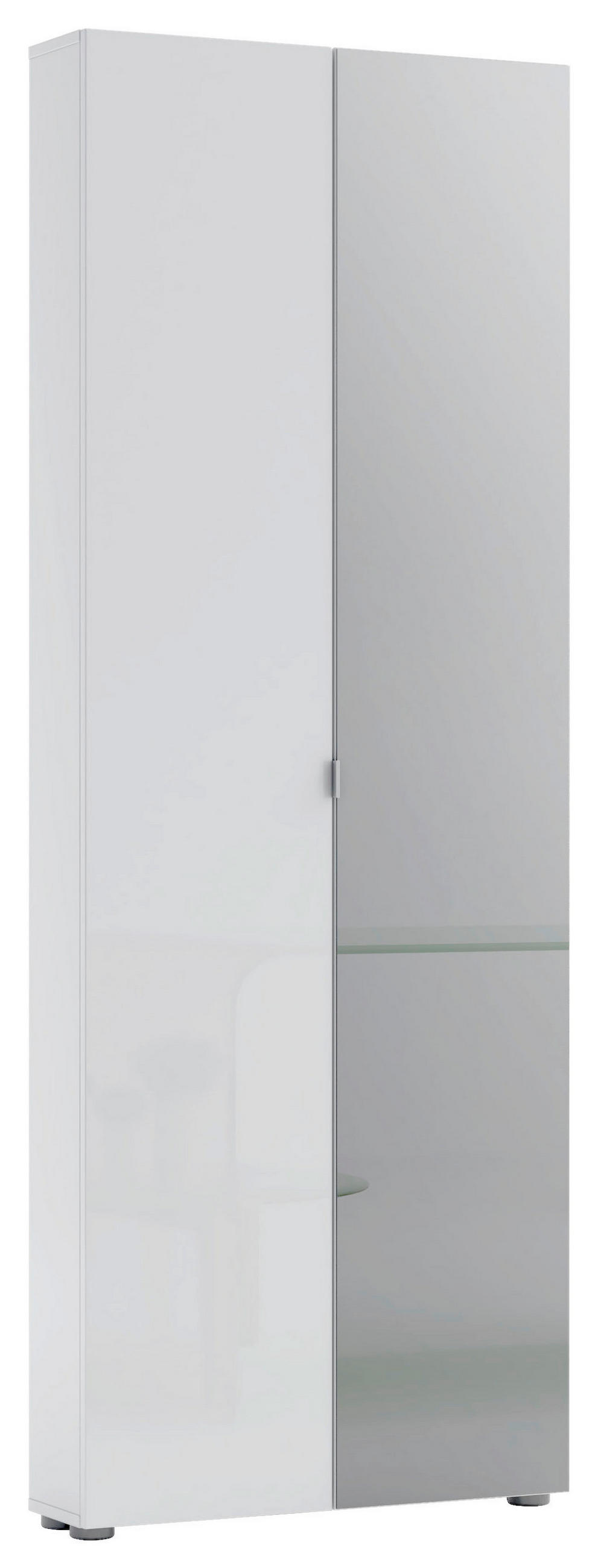 SCHUHSCHRANK Weiß  - Schwarz/Weiß, Design, Glas/Holzwerkstoff (74/200/19cm) - Xora