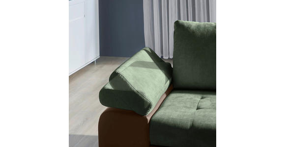 ECKSOFA in Flachgewebe Braun, Olivgrün  - Braun/Olivgrün, Design, Kunststoff/Textil (271/175cm) - Xora