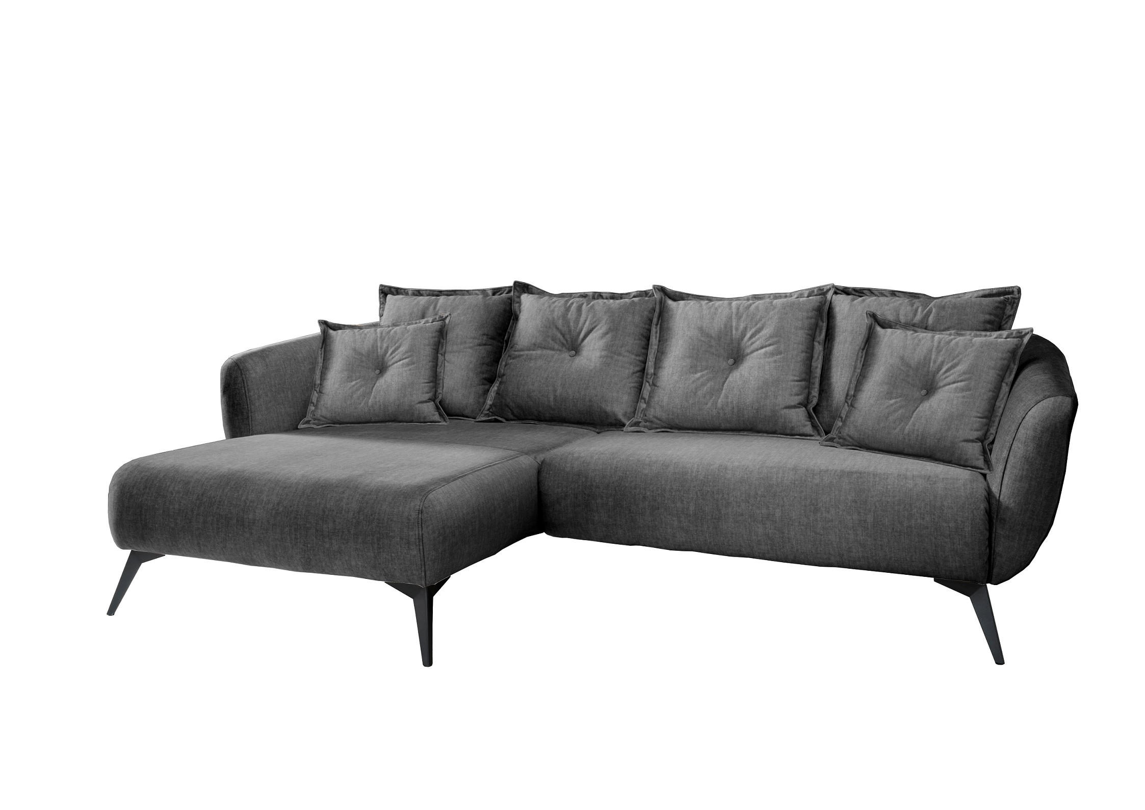 ECKSOFA in Velours Grau  - Schwarz/Grau, Modern, Holz/Textil (227/94/162cm) - Livetastic