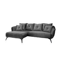 ECKSOFA in Velours Grau   - Schwarz/Grau, MODERN, Holz/Textil (227/94/162cm) - Livetastic