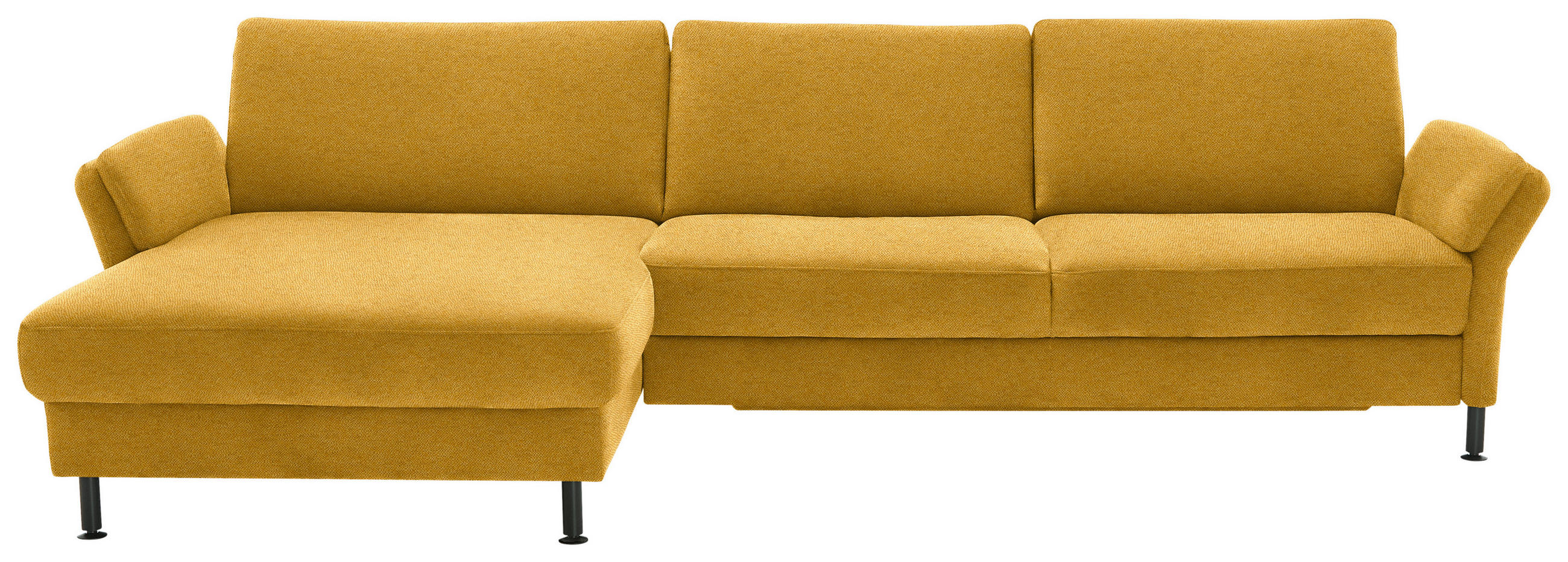 ECKSOFA Chenille, Flachgewebe Currygelb  - Currygelb/Schwarz, Design, Textil/Metall (175/316cm) - Dieter Knoll