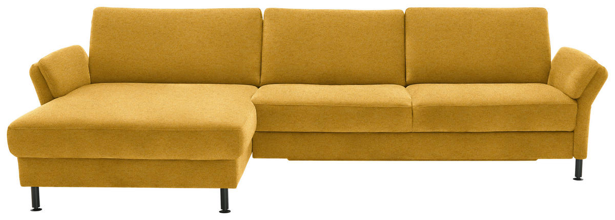 ECKSOFA Chenille, Flachgewebe Currygelb  - Currygelb/Schwarz, Design, Textil/Metall (175/316cm) - Dieter Knoll