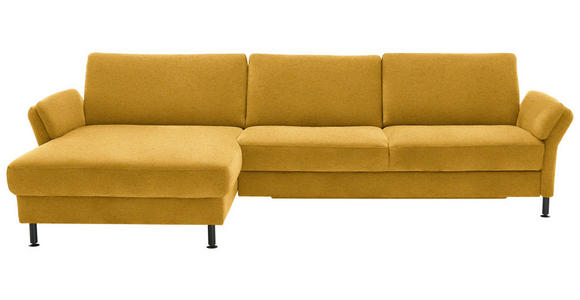 ECKSOFA  in Chenille, Flachgewebe Currygelb  175/316 cm  - Currygelb/Schwarz, Design, Textil/Metall (175/316cm) - Dieter Knoll