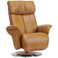 RELAXSESSEL in Leder Cognac  - Edelstahlfarben/Eichefarben, Design, Leder/Holz (82/109/90cm) - Himolla