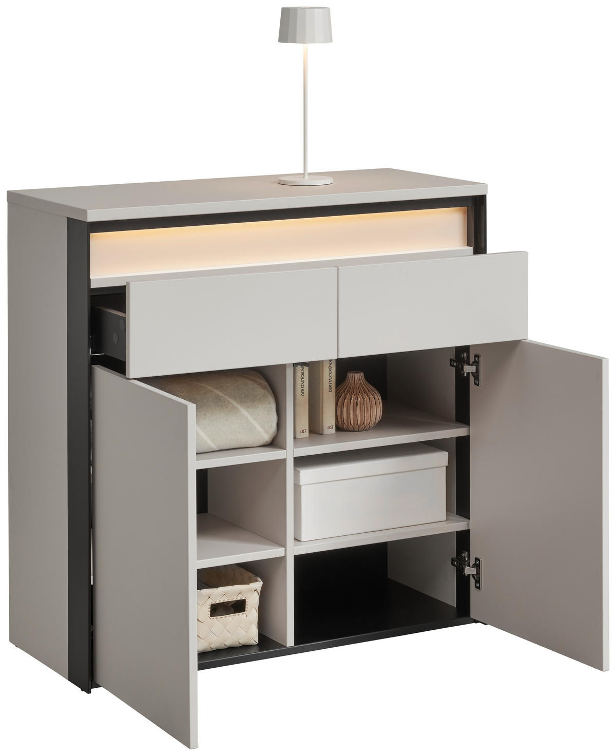 KOMMODE Komód  in 88/88/38 cm  - Beige/Schwarz, KONVENTIONELL, Holzwerkstoff (88/88/38cm) - Voleo