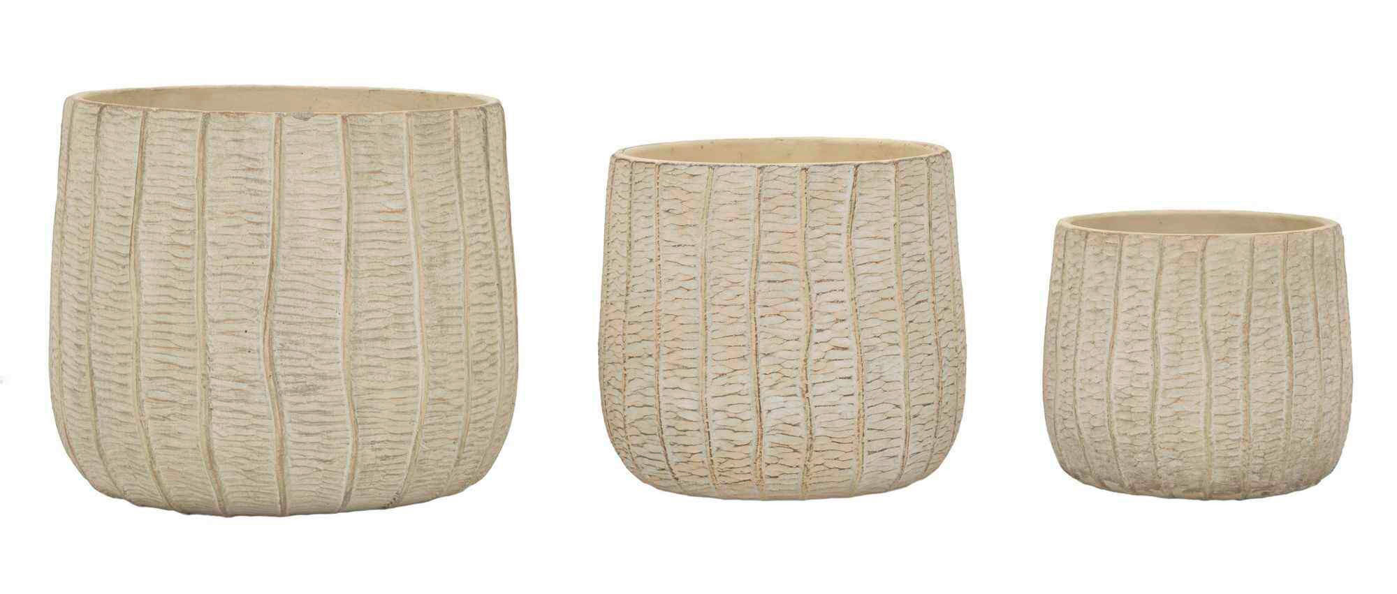 Vase Cachepot Flake Set 3 Stk Creme B: 30,5 cm