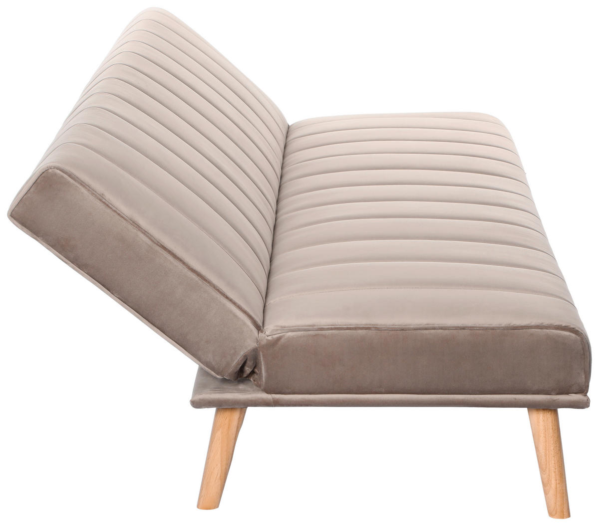 SCHLAFSOFA Samt Grau  - Naturfarben/Grau, Design, Holz/Textil (180/81/86cm) - P & B