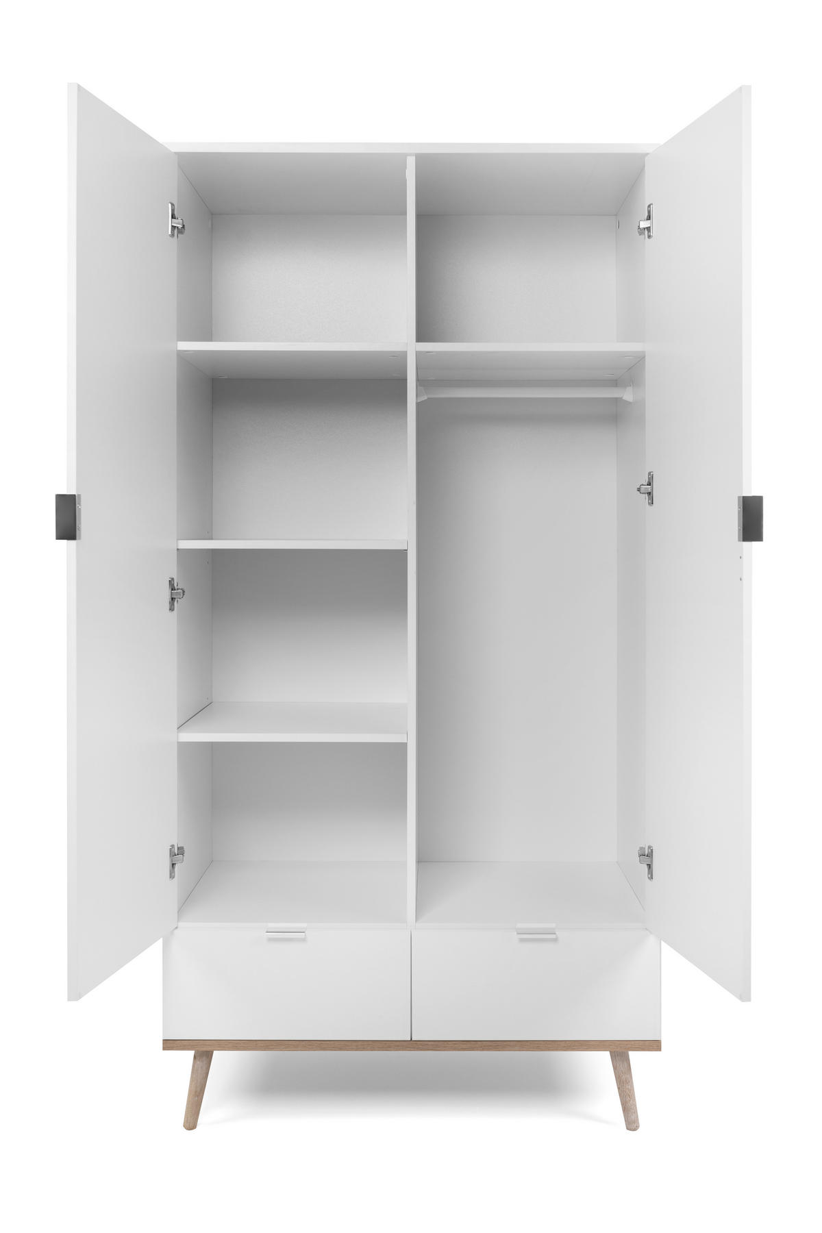 DREHTÜRENSCHRANK  in Weiß, Eichefarben  - Eichefarben/Silberfarben, Design, Holzwerkstoff/Metall (90/180/55cm) - MID.YOU