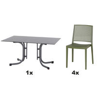 GARTENGARNITUR 5-teilig  - Grün, Basics, Holzwerkstoff/Kunststoff (80/80/140cm) - Siena Garden