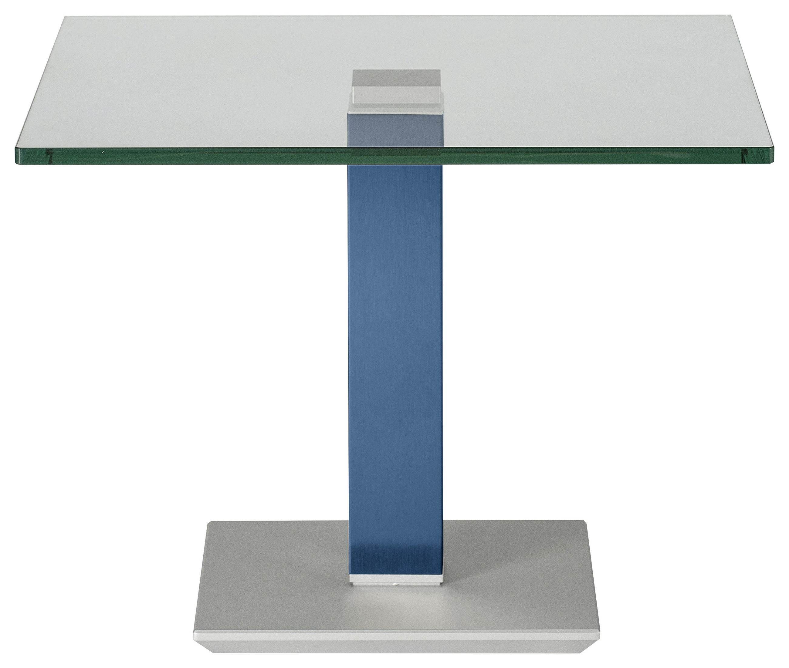 BEISTELLTISCH 60/60/46-65 cm Blau, Edelstahlfarben quadratisch  - Blau/Edelstahlfarben, Design, Glas/Kunststoff (60/60/46-65cm)
