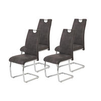 SCHWINGSTUHL-SET 4 Stück  in Stahl Lederlook  - Chromfarben/Anthrazit, MODERN, Textil/Metall (43/98/59cm) - MID.YOU