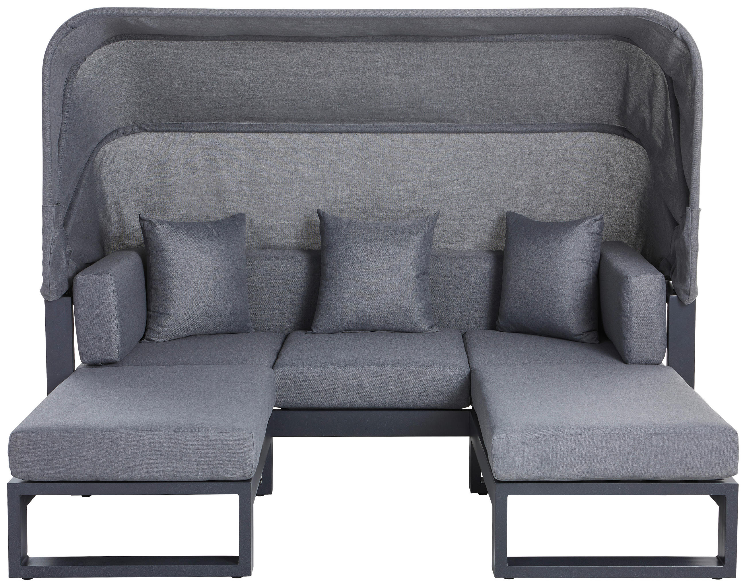LOUNGESOFA 196/60/90 cm Aluminium  - Anthrazit, Design, Textil/Metall (196/60/90cm) - Amatio