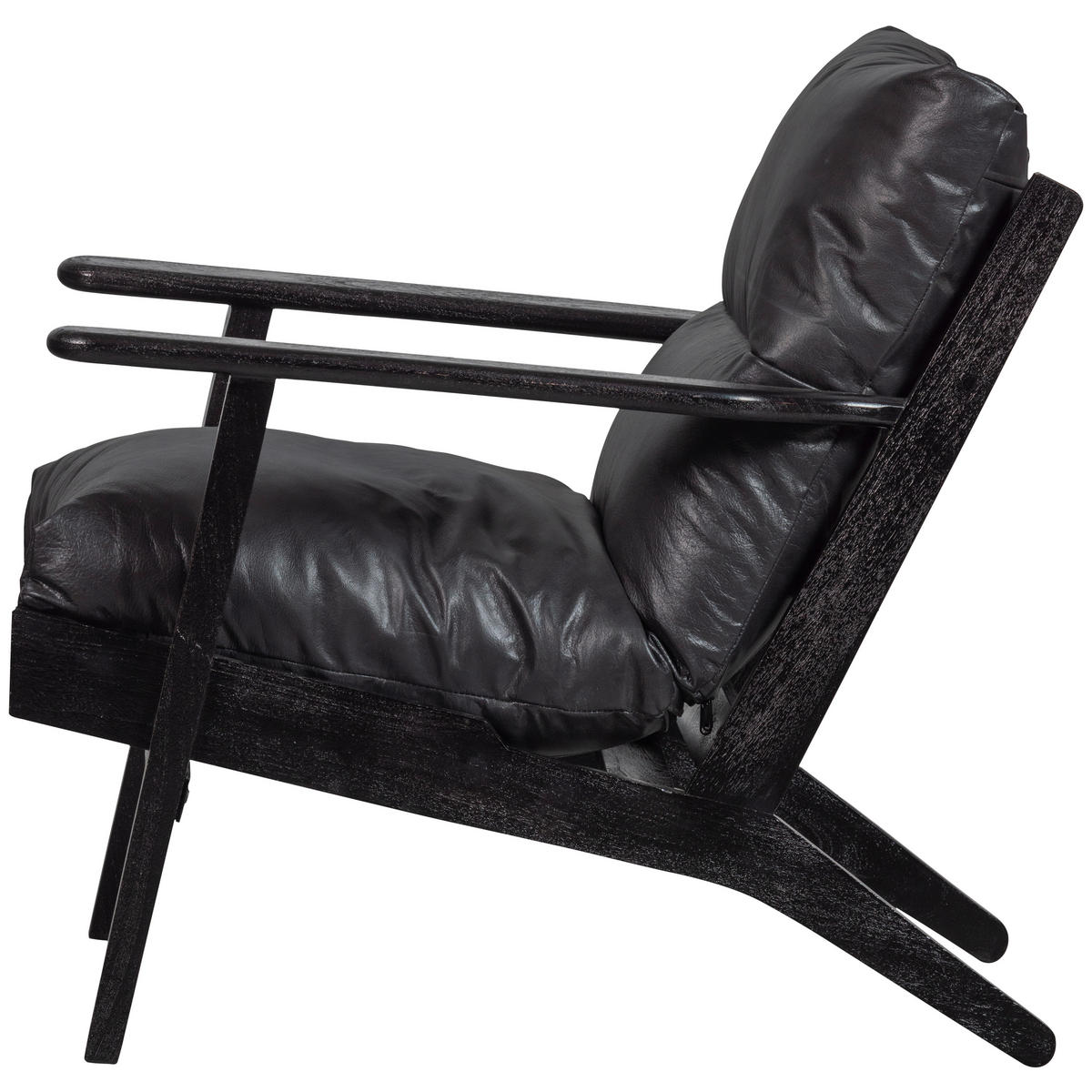SESSEL in Schwarz  - Schwarz, Design, Leder/Holz (71/86/71cm) - Livetastic
