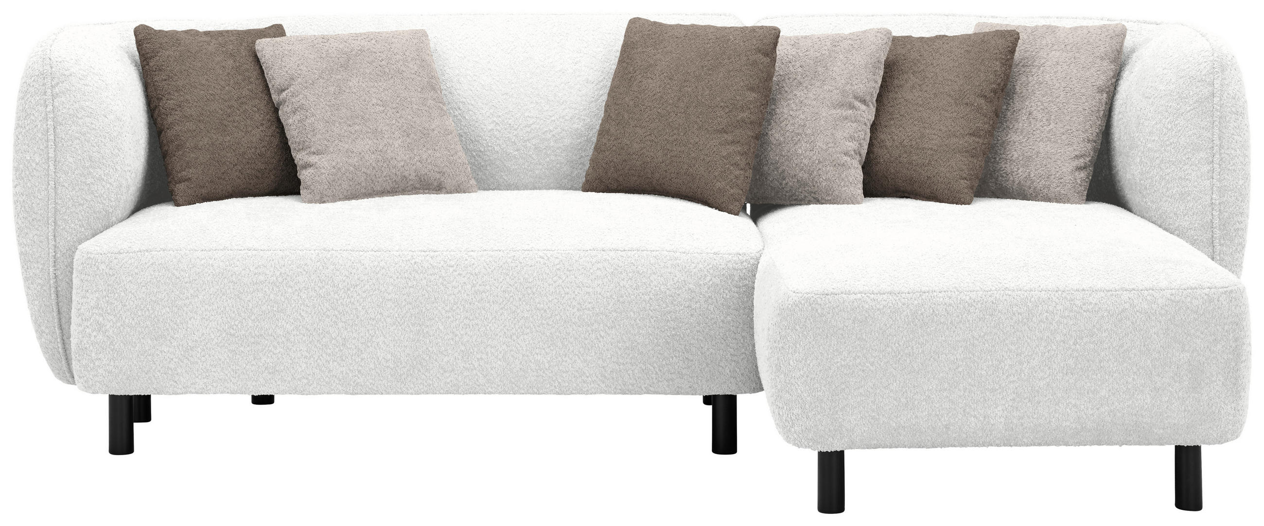 ECKSOFA in Chenille Weiss  - Sandfarben/Weiss, Design, Holz/Textil (236/148cm) - Lomoco