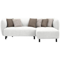 ECKSOFA in Chenille Weiß  236/148 cm  - Sandfarben/Schwarz, Design, Holz/Textil (236/148cm) - Lomoco