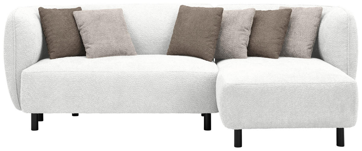 ECKSOFA in Chenille Weiß  236/148 cm  - Sandfarben/Schwarz, Design, Holz/Textil (236/148cm) - Lomoco