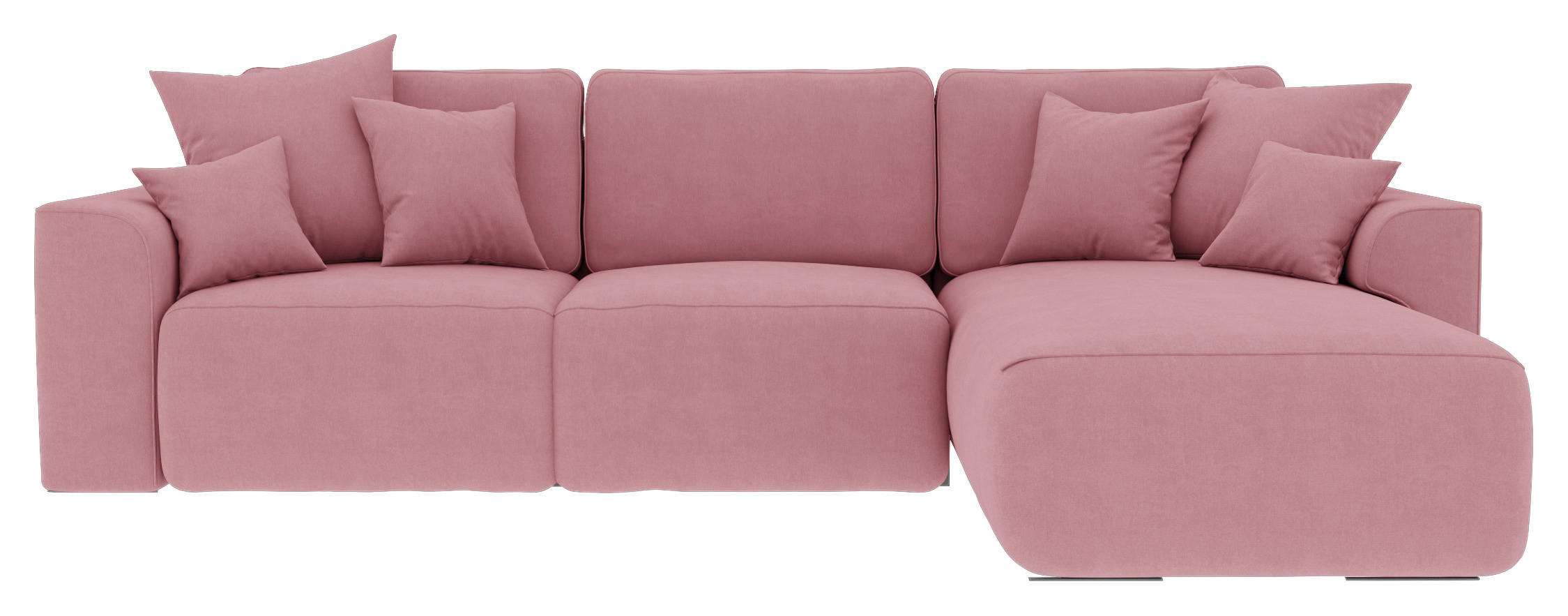 ECKSOFA in Velours Rosa  293/195 cm  - Chromfarben/Rosa, KONVENTIONELL, Kunststoff/Textil (293/195cm) - Carryhome