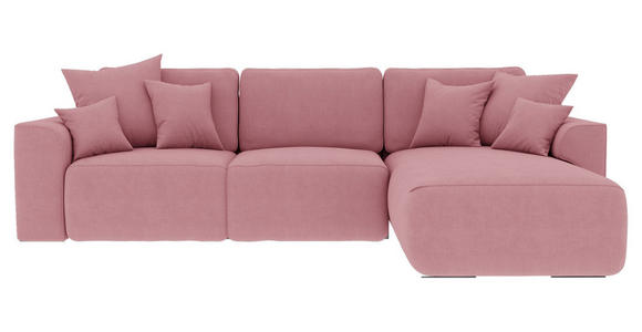 ECKSOFA Rosa Velours  - Chromfarben/Rosa, KONVENTIONELL, Kunststoff/Textil (293/195cm) - Carryhome