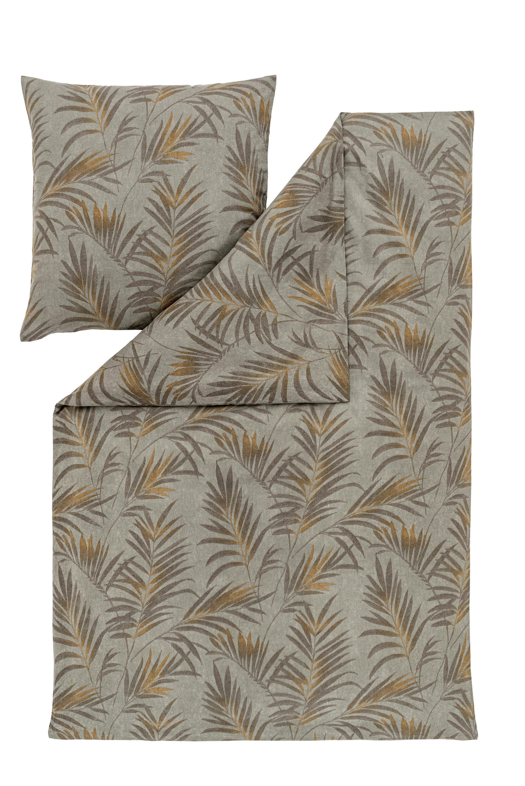 BETTWÄSCHE Fano Flanell 155/220 cm  - Grau/Grün, Basics, Textil (155/220cm) - Estella