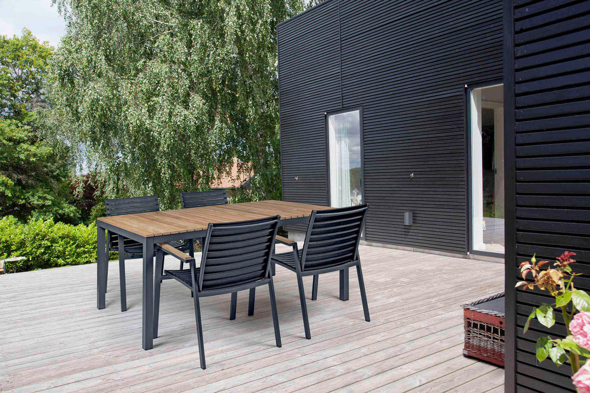GARTENTISCH 167,5/100/74 cm Holz Anthrazit, Teakfarben rechteckig  - Anthrazit/Teakfarben, Konventionell, Holz/Metall (167,5/100/74cm) - Gardenson