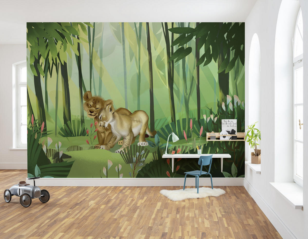 FOTOTAPET 400/280 cm  - grön/gul, Trend, textil (400/280cm)