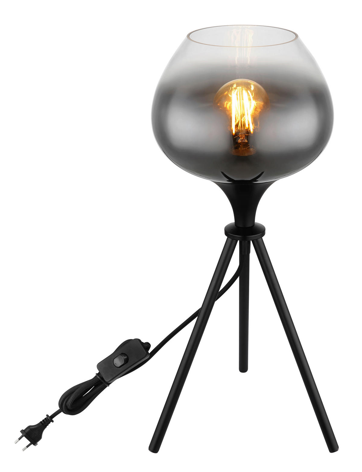 TISCHLEUCHTE - Schwarz, Design, Glas/Metall (24/45cm) - Globo
