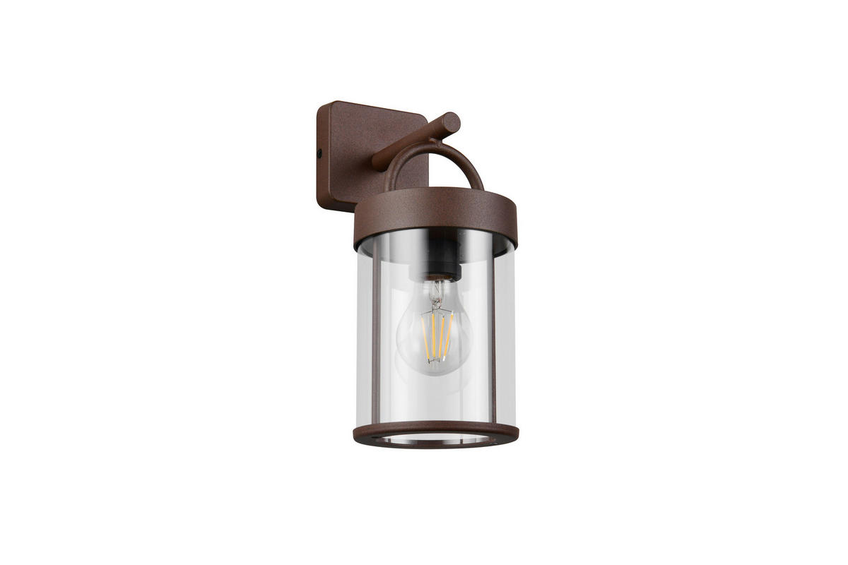 VÄGGLAMPA FÖR UTOMHUS - klar/rostfärgad, Lifestyle, metall/plast (12,5/18/29cm)