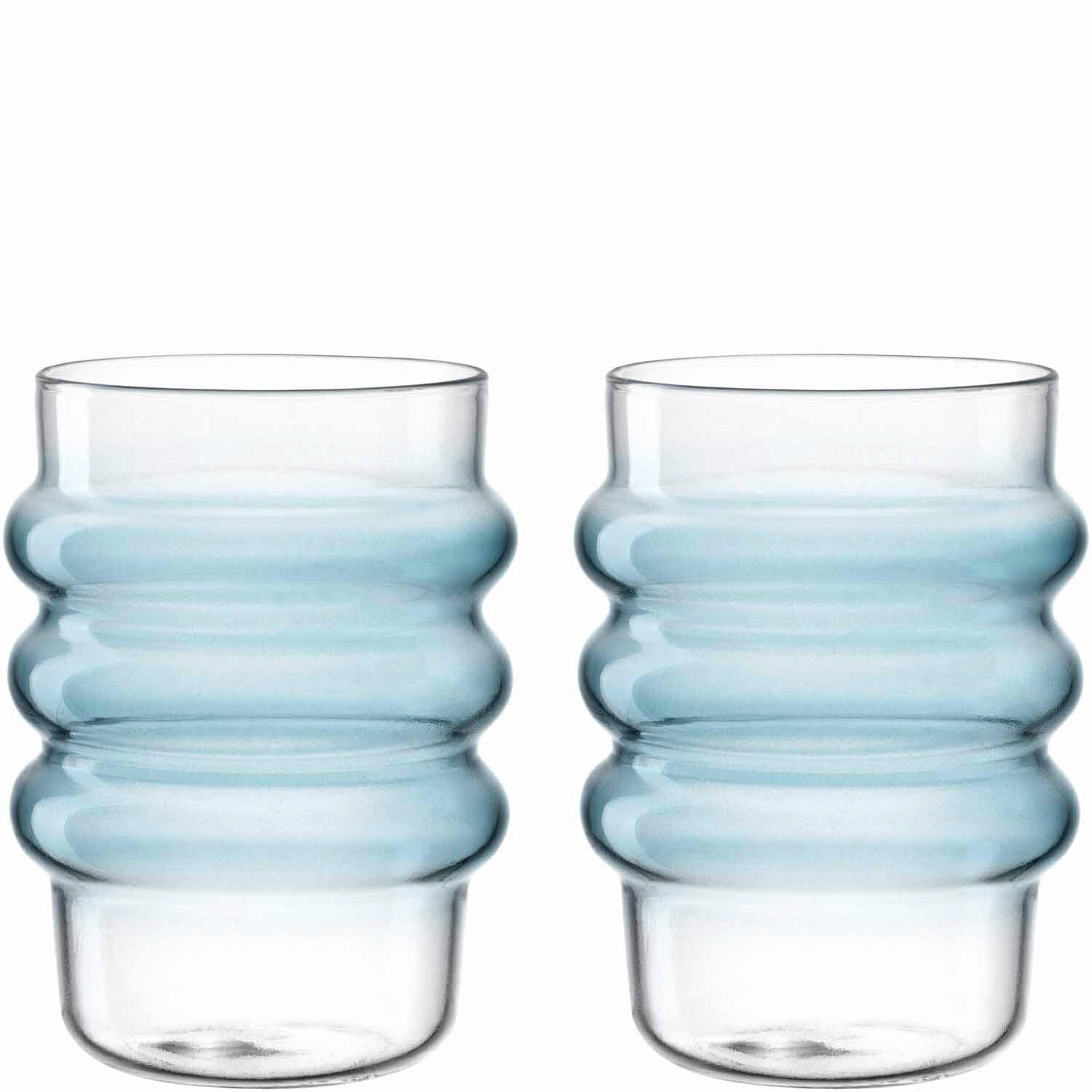 TRINKGLAS 440 ml 2-teilig  - Blau, Design, Glas (8,5/11/8,5cm) - Leonardo