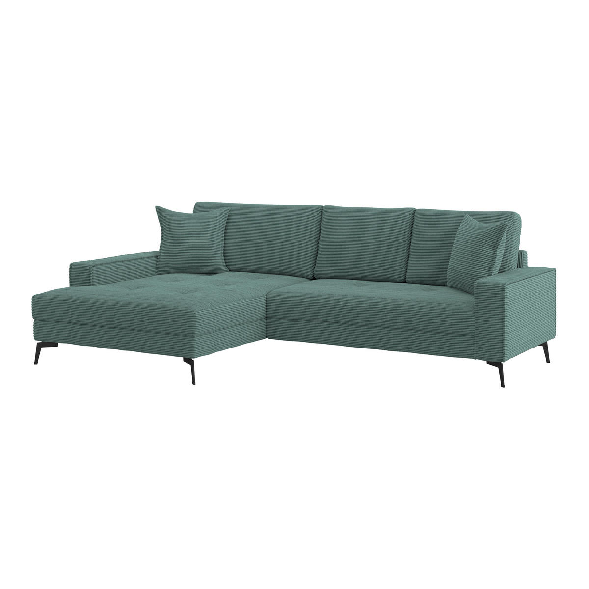 ECKSOFA ZERO Azurblau Cord Zierkissen, Rückenkissen  - Azurblau/Schwarz, Trend, Textil/Metall (173/286cm) - Livetastic
