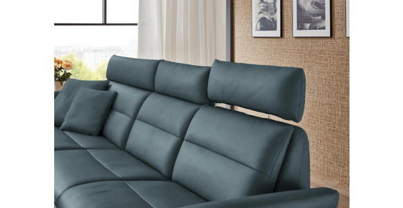 ECKSOFA in Echtleder Blaugrau  169/298 cm  - Blaugrau/Schwarz, Design, Leder/Metall (169/298cm) - Dieter Knoll