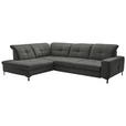 ECKSOFA in Chenille Dunkelgrau  240/308 cm  - Dunkelgrau/Schwarz, Design, Textil/Metall (240/308cm) - Xora