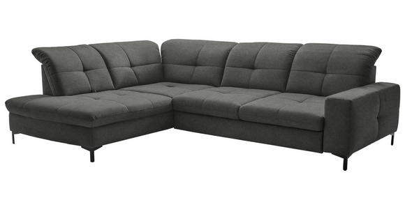 ECKSOFA in Chenille Dunkelgrau 240/308 cm - Dunkelgrau/Schwarz, Design, Textil/Metall (240/308cm) - Xora