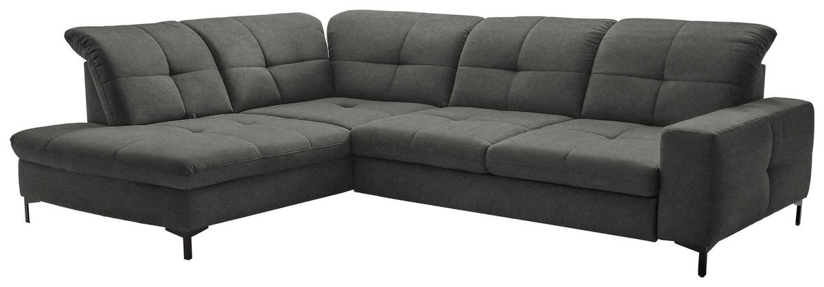 ECKSOFA in Chenille Dunkelgrau  240/308 cm  - Dunkelgrau/Schwarz, Design, Textil/Metall (240/308cm) - Xora