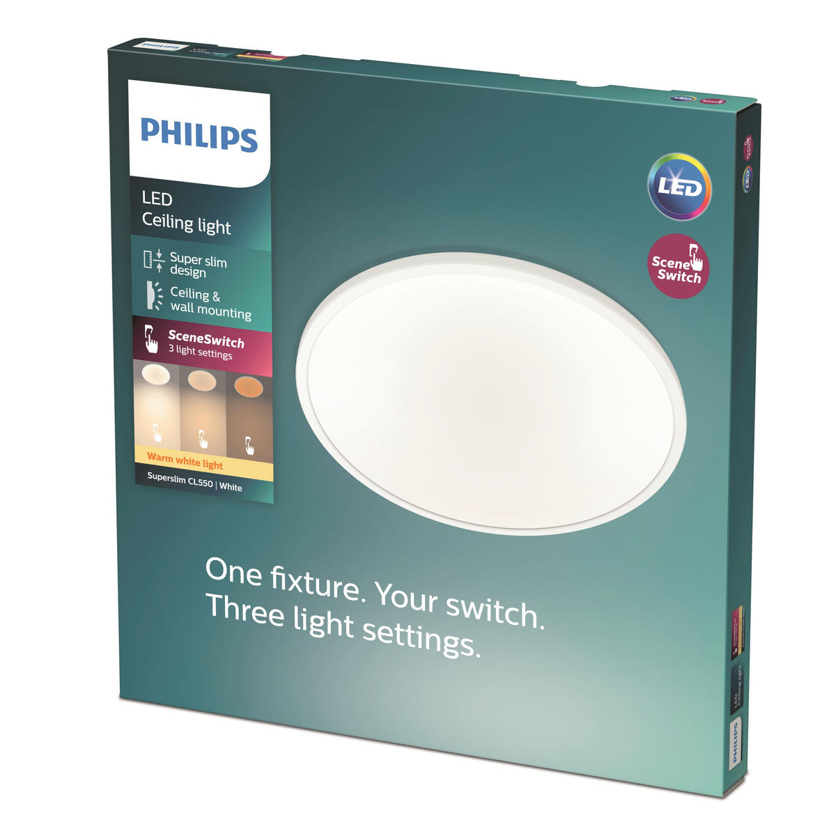 LED-DECKENLEUCHTE Superslim CL550 29,5/29,5/2,3 cm   - Weiß, Basics, Kunststoff (29,5/29,5/2,3cm) - Philips