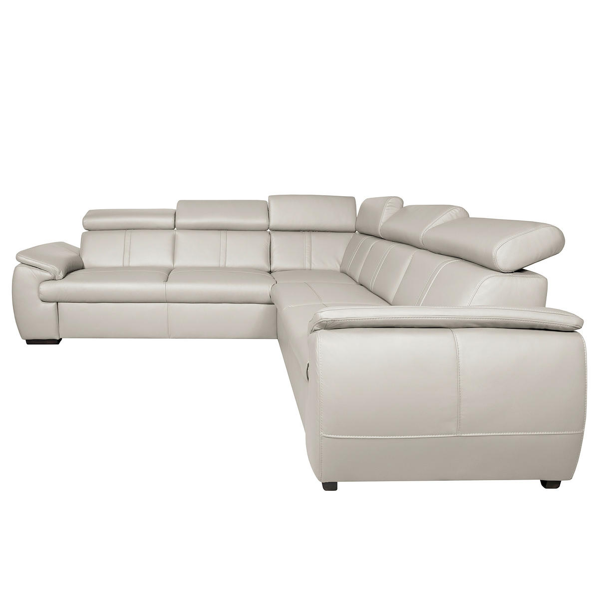 ECKSOFA  in Echtleder Platinfarben  - Platinfarben/Wengefarben, Design, Leder/Holz (265/265cm) - Livetastic
