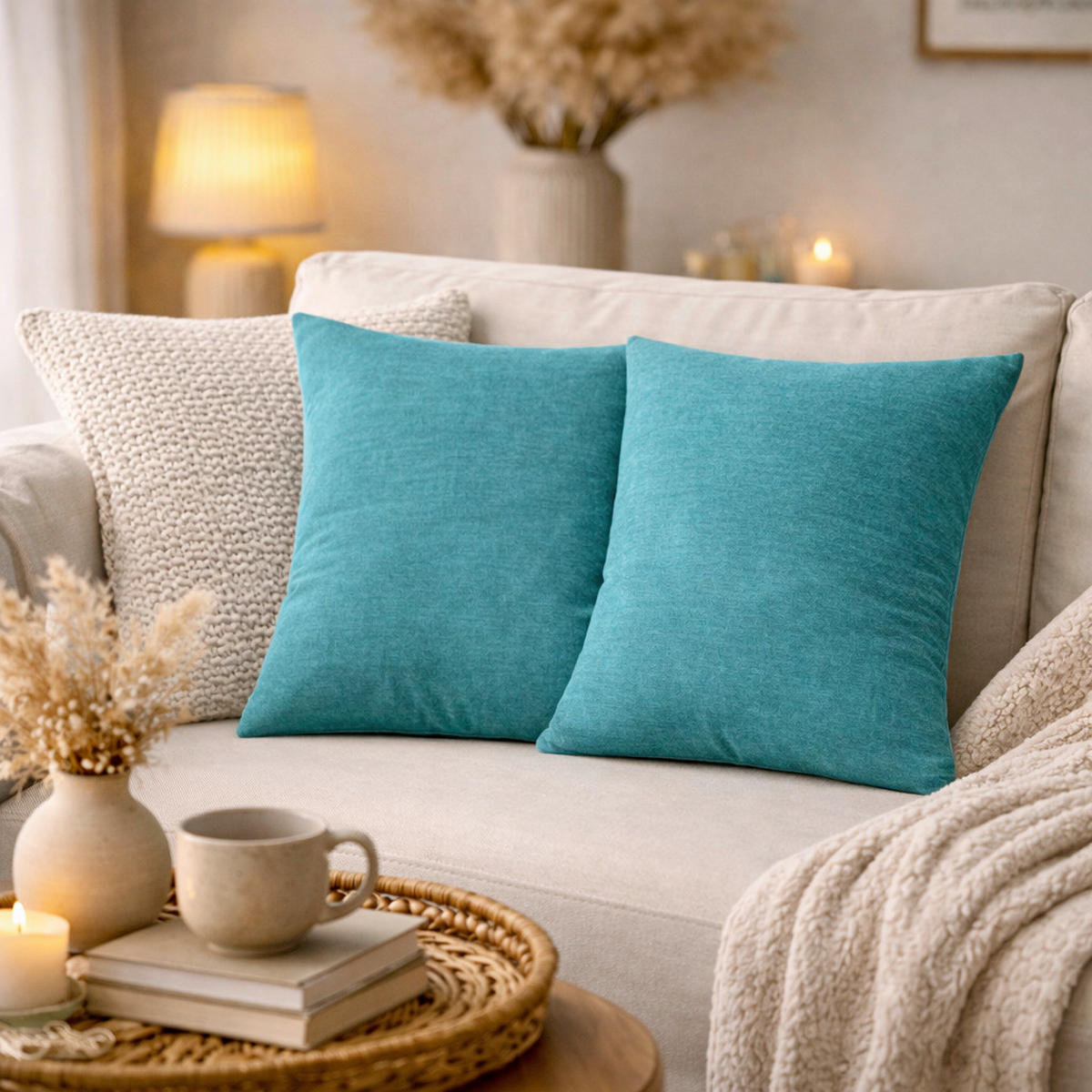 KISSENHÜLLEN-SET ELMER 50/50 cm  - Petrol, Basics, Textil (50/50cm)