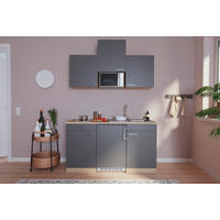 MINIKÜCHE 150 cm   in Grau, Eichefarben  - Eichefarben/Grau, Basics, Holzwerkstoff (150cm) - Respekta