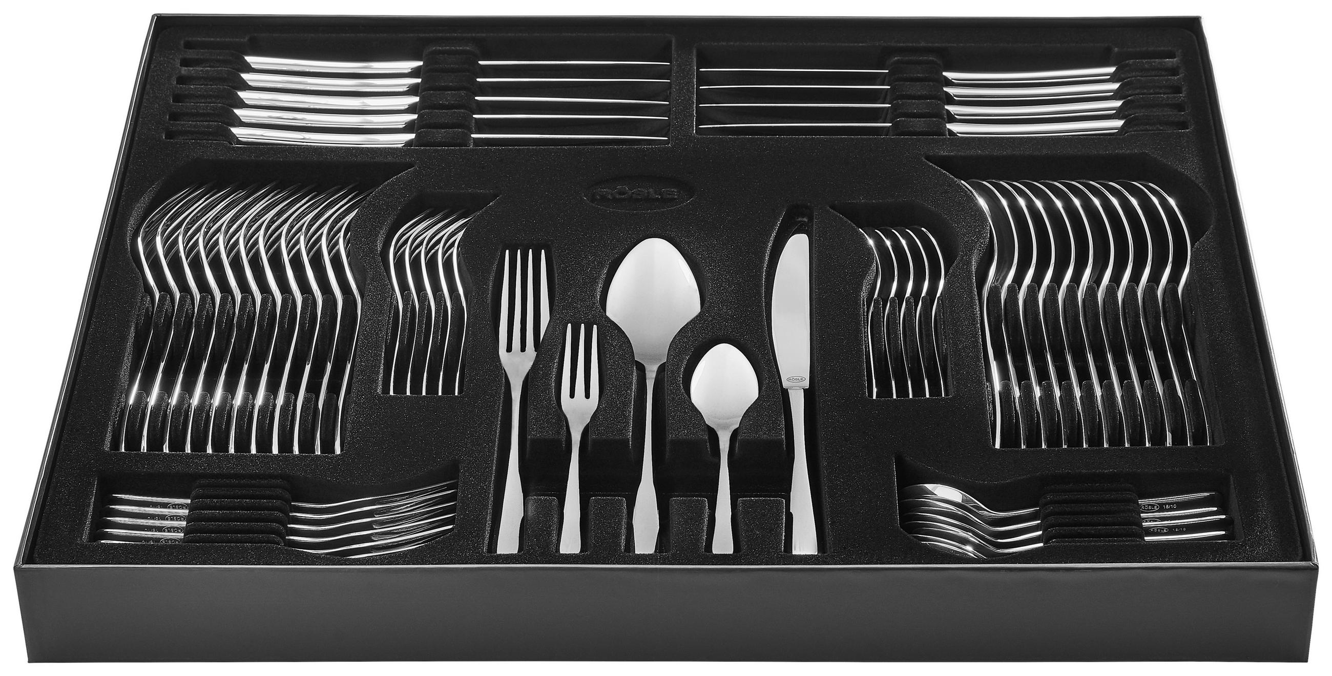 BESTECKSET PASSION 60-teilig Edelstahl  - Edelstahlfarben, Design, Metall - Rösle