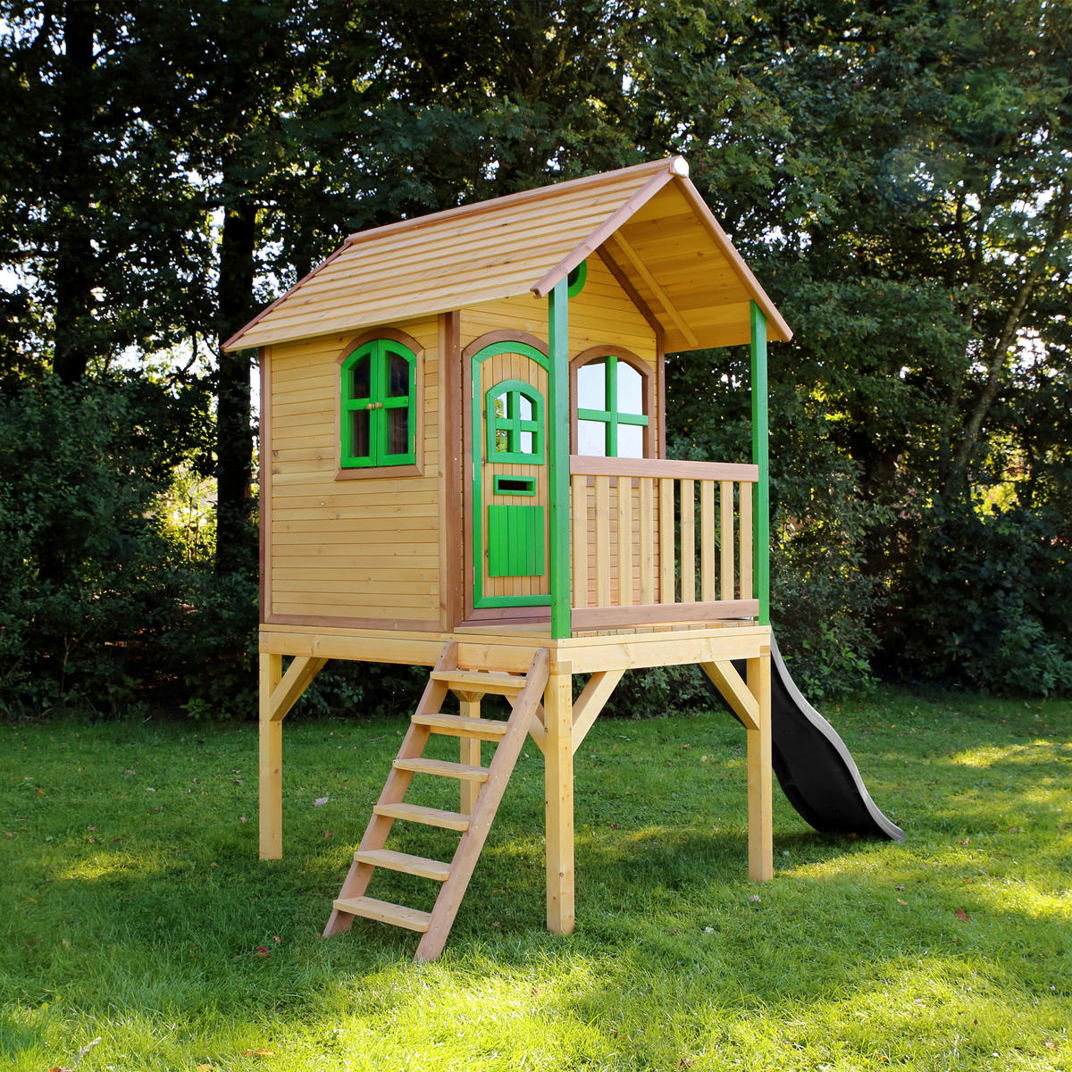 SPIELHAUS 318/272/191 cm  - Braun/Grau, KONVENTIONELL, Holz (318/272/191cm) - Ambia Garden