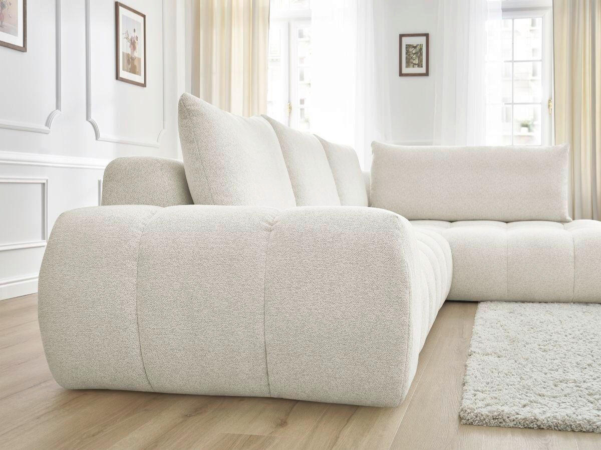 ECKSOFA Ottomane rechts  EVEREST Weiß Flachgewebe  - Schwarz/Weiß, MODERN, Kunststoff/Textil (352/210cm) - Livetastic